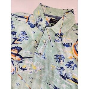 Polo by Ralph Lauren Green Tropical Print Polo with Blue and Yellow Accents
